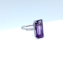 Load image into Gallery viewer, Long Octagonal Amethyst and Diamond Ring