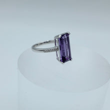 Load image into Gallery viewer, Long Octagonal Amethyst and Diamond Ring
