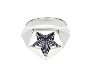 Silver Star Signet Ring