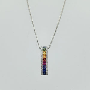 Rainbow Sapphire and Diamond Pendant