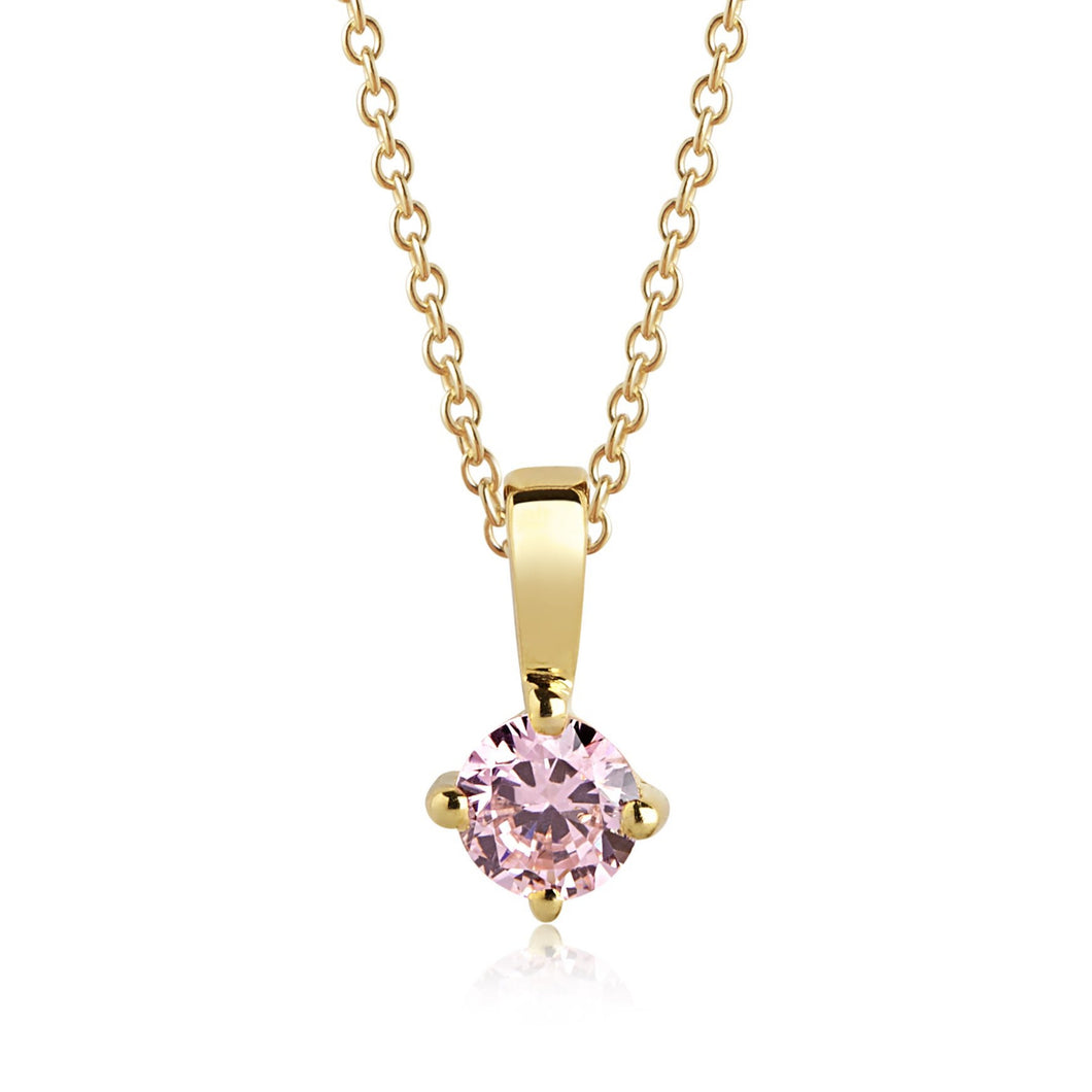 Sif Jakobs Princess Piccolo Necklace - 18 Carat Gold Plated & Pink Zirconia