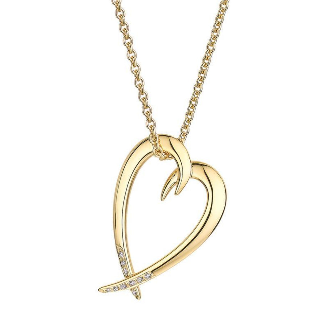 Shaun Leane Gold Vermeil Diamond Heart Hooked Pendant Necklace