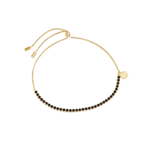 Sif Jakobs Ellera Tennis Bracelet - 18 Carat Gold Plate & Black Zirconia