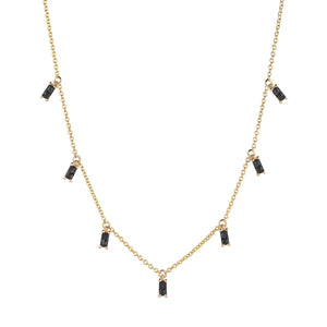 Sif Jakobs Princess Baguette Necklace - 18 Carat Gold Plate & Black Zirconia