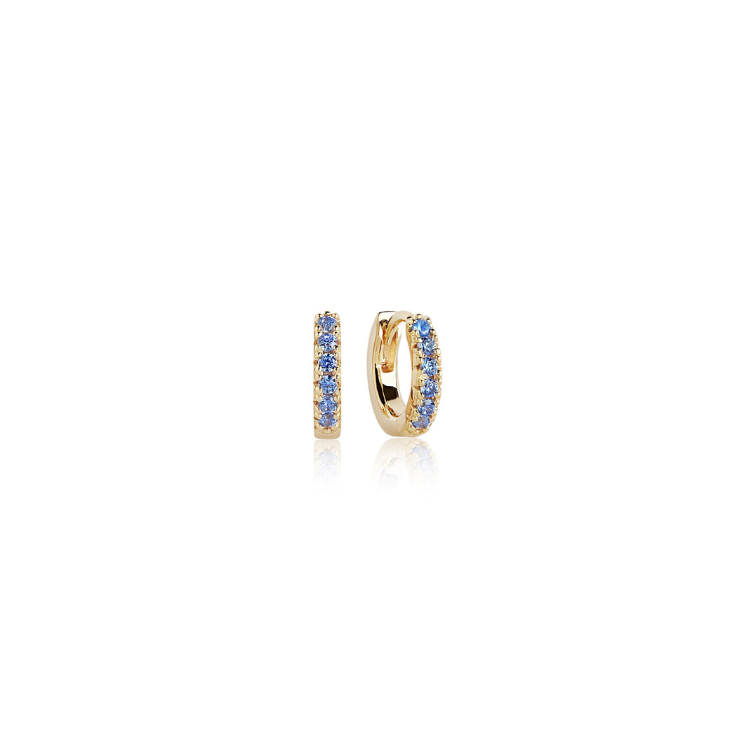 Sif Jakobs Ellera Piccolo Small Hoop Earrings - 18 Carat Gold Plate & Blue Zirconia