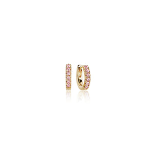 Sif Jakobs Ellera Piccolo Small Hoop Earrings - 18 Carat Gold Plate & Pink Zirconia
