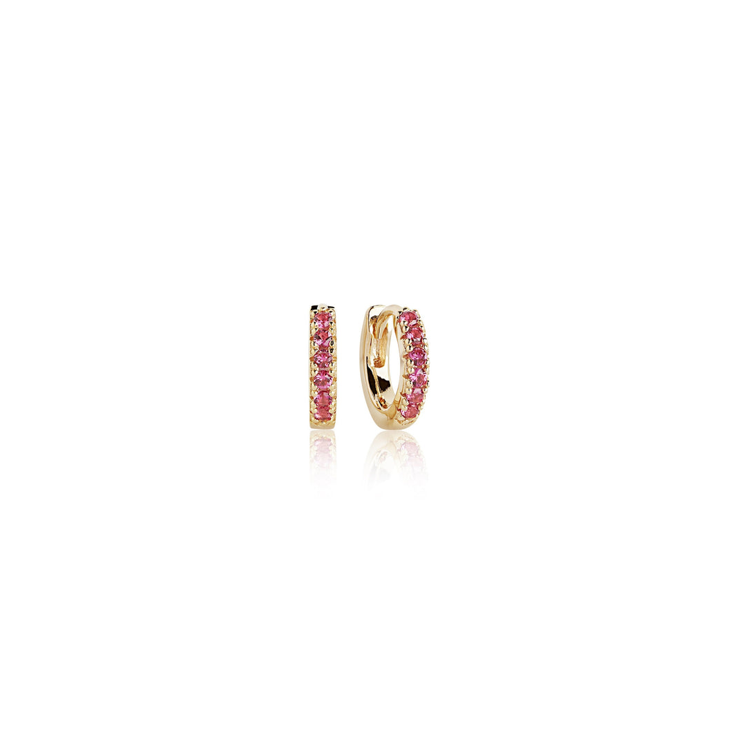 Sif Jakobs Ellera Piccolo Small Hoop Earrings - 18 Carat Gold Plate & Red Zirconia