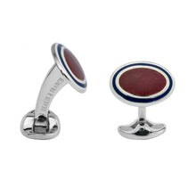 Load image into Gallery viewer, Sterling Silver White, Navy &amp; Deep Pink Enamel Cufflinks
