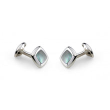 Load image into Gallery viewer, Sterling Silver Cushion Cufflinks With Grey Mother-Of-Pearl Inlay
